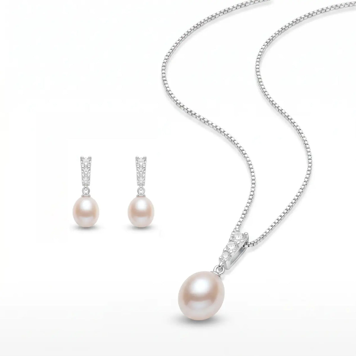 Conjunto Grão de Perola Luxo - Prata