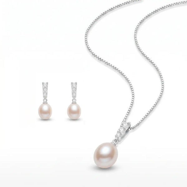 Conjunto Grão de Perola Luxo - Prata