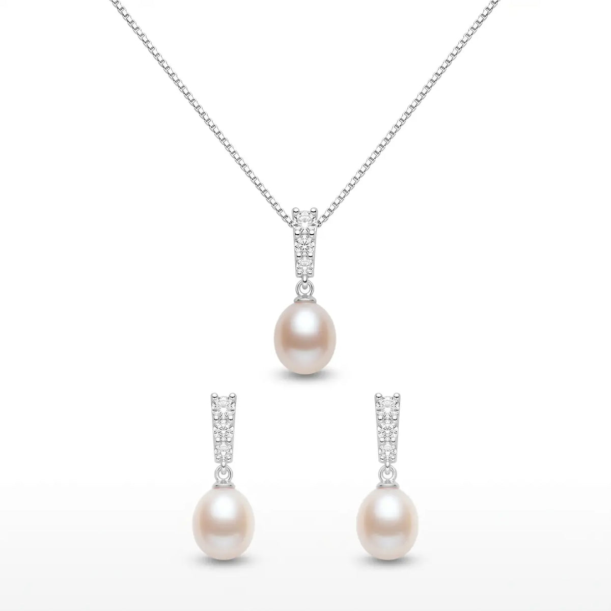 Conjunto Grão de Perola Luxo - Prata