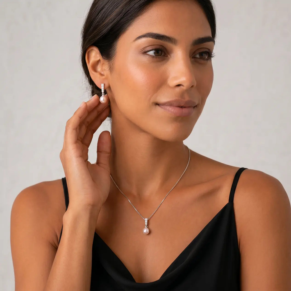Conjunto Grão de Perola Luxo - Prata