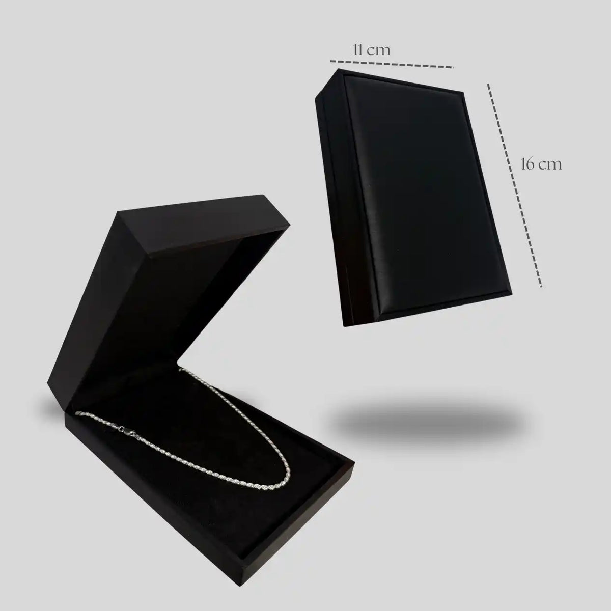 Estojo Premium para Conjunto de Joias em Courino Preto