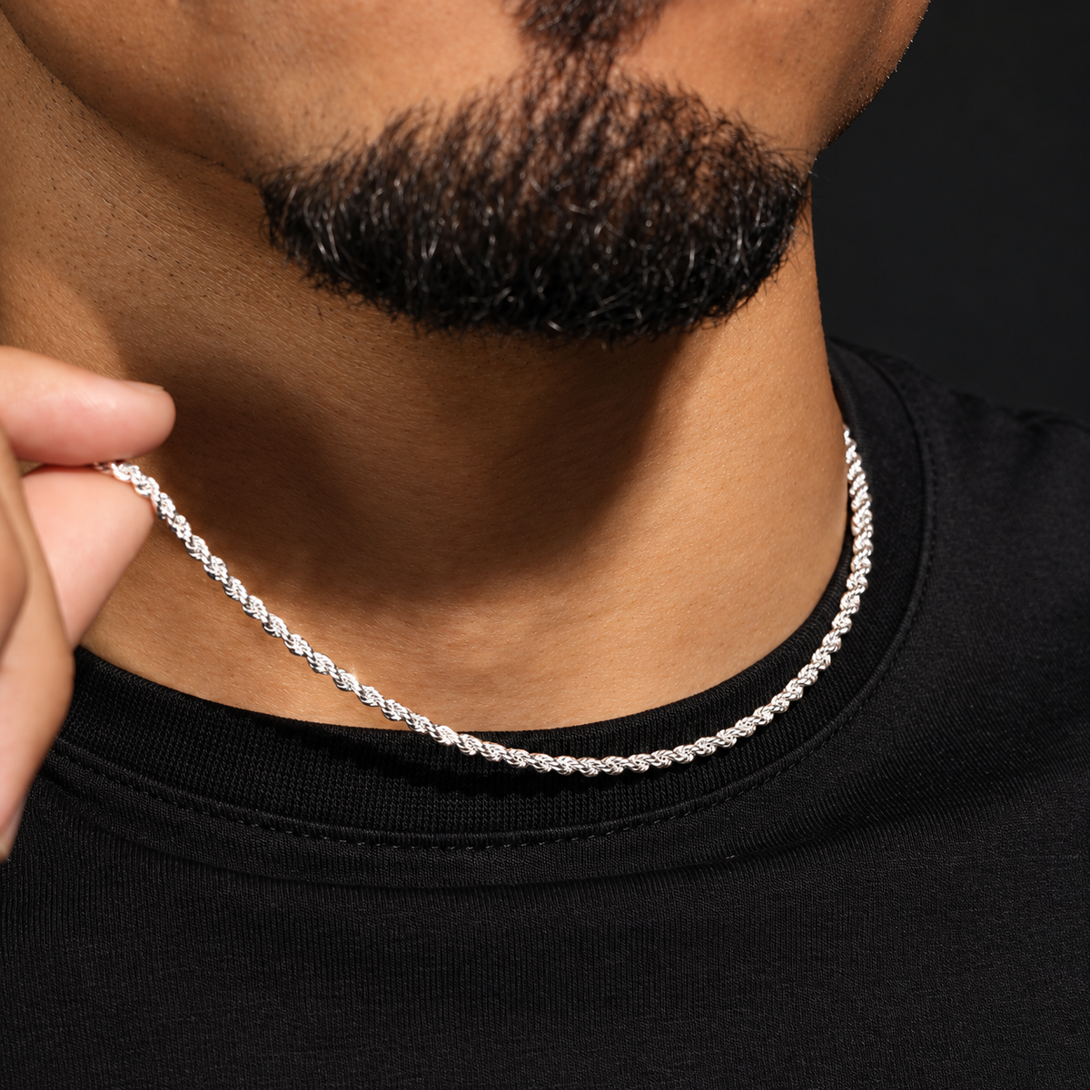 Corrente 3mm Cordão Baiano 45cm com Fecho Batom em prata 925 - El Patron Platas - foto 3