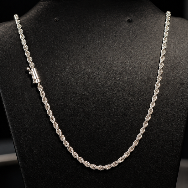 Corrente 3mm Cordão Baiano 45cm com Fecho Batom em prata 925 - El Patron Platas - foto 4