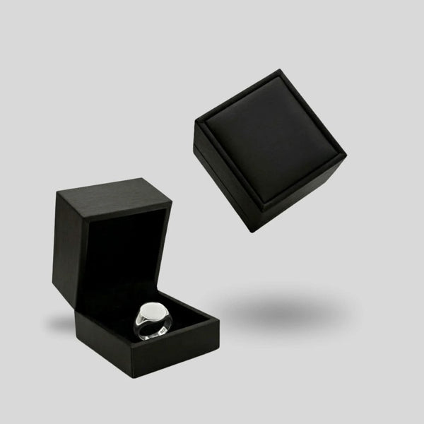 Estojo Premium para Anel em Courino Preto com Interior em Camurça