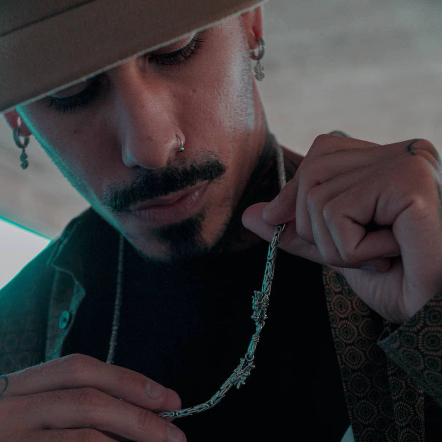 Corrente Cabeça de Dragão 4mm Ponto Peruano 70cm by EL Patron Platas